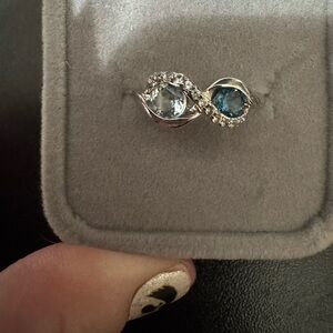 Elegant Silver Infinity Blue Gemstone Ring